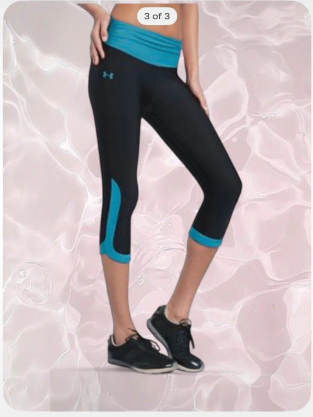 Under Armour Black & Teal Cropped Athletic Leggings